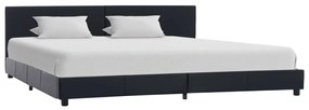 Cadru de pat, negru, 180x200 cm, piele ecologica Negru, 180 x 200 cm