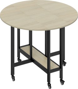 HOMCOM Masă pliabilă, masă cu funcție pliabilă și raft deschis, masă mobilă de bucătărie pentru sufragerie, spații mici, lemn natural | Aosom Romania