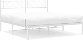 vidaXL Cadru de pat metalic cu tăblie, alb, 160x200 cm