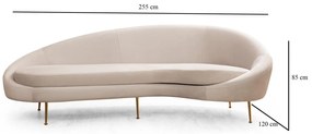 Canapea Fixa cu 3 locuri Eses Stanga - Dreapta, Bej, 255 x 85 x 120 cm
