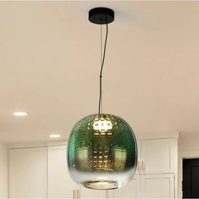 Lustra, Pendul LED modern sticla verde Mares 29cm