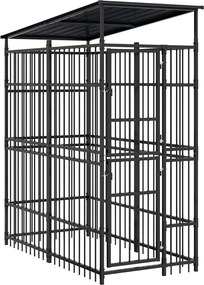 vidaXL Padoc pentru câini de exterior cu acoperiș, 1,84 m², oțel