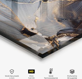 Panou Sticla Bucatarie, 60x150cm, Protectie aragaz, Antistropi, Termorezistent, Abstracte, Marble, Golden Abstract Marble