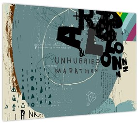 Tablou pe sticlă - Flying balon cu curcubeu (70x50 cm)