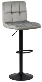 Scaun de bar reglabil pe inaltime cu spatar si rotativ din catifea ABS 191B gri