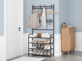 Cuier cu suport pentru pantofi CLOTHORY 80x152 cm, negru