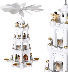 Piramidă de Crăciun MERRY, 60x20x20cm, albă Spielwerk