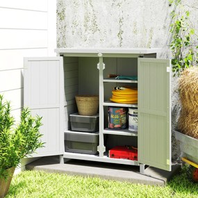 Outsunny Adăpost de grădină dulap 3 rafturi 2 uși acoperiș din tablă galvanizată etanș lemn masiv 75 x 40 x 90 cm gri | Aosom Romania