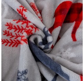 2x Patura de microfleece gri de Craciun MERRY CHRISTMAS DEER 160x200 cm