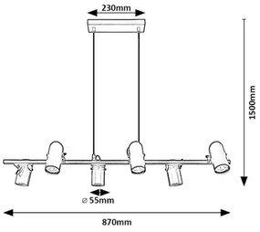 Lustră aplicată Rabalux 73045 MAXIMILIAN 6xGU10/25W/230V