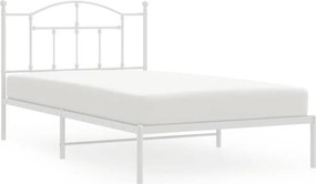 vidaXL Cadru de pat din metal cu tăblie, alb, 107x203 cm