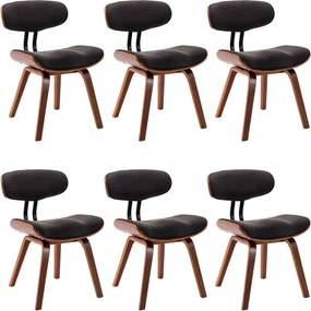 vidaXL Scaune de bucătărie 6 buc. gri lemn curbat și material textil