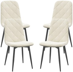 HOMCOM Set de 4 scaune de diningroom capitonate cu spătar înalt, picioare din oțel și material textil cu aspect de catifea, crem | Aosom Romania
