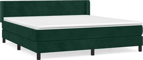 vidaXL Pat box spring cu saltea, verde închis, 160x200 cm, catifea