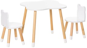 HOMCOM Set de Masă și Scaun din Lemn pentru Copii, Masă de Activități pentru Copii cu Vârsta de 3+ ani, 56x56x50 cm, Gri | Aosom Romania