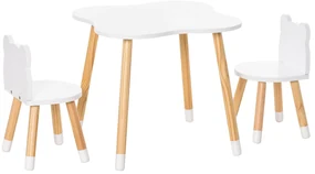 HOMCOM Set de Masă și Scaun din Lemn pentru Copii, Masă de Activități pentru Copii cu Vârsta de 3+ ani, 56x56x50 cm, Gri | Aosom Romania