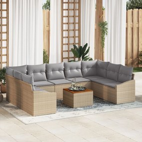 vidaXL Set de canapele pentru grădină 10 pcs bej și gri deschis
