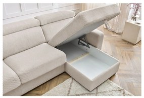 Colțar crem extensibil cu tapițerie din catifea reiată (cu colț variabil) Monaco – Bobochic Paris