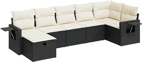 vidaXL Set canapele de grădină cu perne, 7 piese, negru, poliratan