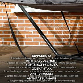 Outsunny Hamac de Grădină Portabil cu Structură, Pernă Integrată și Corzi de Siguranță, 368x93x110 cm, Gri Închis | Aosom Romania
