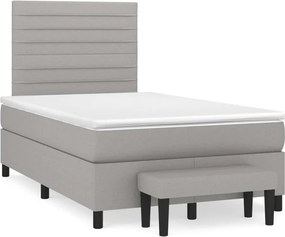 vidaXL Pat continental cu saltea, gri deschis, 120x200 cm, textil