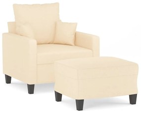 3153439 vidaXL Fotoliu canapea cu taburet, crem, 60 cm, material textil