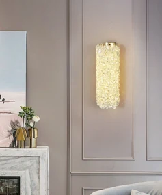Aplică LED Auriu cu Cristale – 10W, 2 Surse, 3 Tipuri de Lumină, 32×12×13 cm
