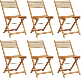 vidaXL Scaune de grădină pliabile, 6 buc., bej, lemn masiv acacia