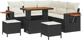 vidaXL Set de canapele pentru grădină 9 pcs Negru și Crem poliratan