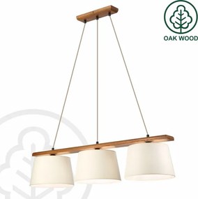 Lustră pe cablu AIDA 3xE27/15W/230V, diam. 25 cm, stejar/crem