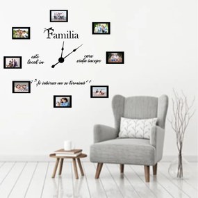 Sticker decorativ ceas Familia mea (8 rame foto)