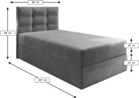 Pat tapițat boxspring GLORIEN 80x200 cm purpuriu Saltea: Saltea cu arcuri Bonell