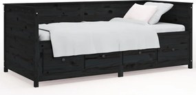 vidaXL Pat de zi, negru, 75x190 cm, lemn masiv de pin