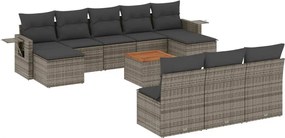 vidaXL Set canapele de grădină cu perne, 11 piese, gri, poliratan