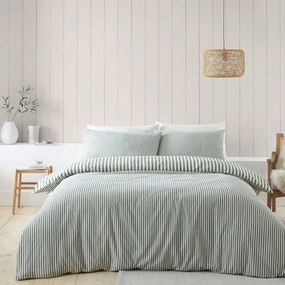 Lenjerie de pat verde din flanelă pentru pat dublu 200x200 cm – Catherine Lansfield