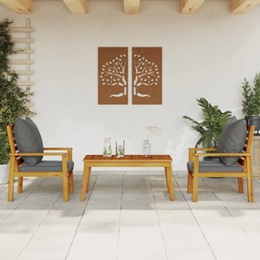 3211808 vidaXL Set mobilier de grădină cu perne, 3 piese, lemn masiv acacia