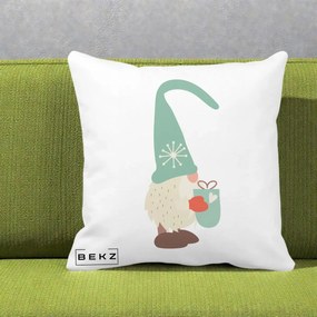 Perna Decorativa Gnom Nordic cu Cana Calda Menta, 40x40 cm, Alba Mata, Husa Detasabila, Perna Inclusa, BEKZ®