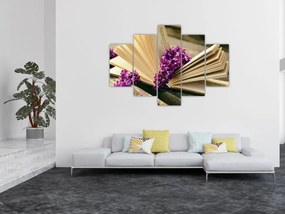 Tablou cu carte și floare violetă (150x105 cm)