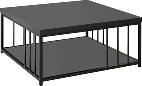 Masuta cafea Zenn, gri antracit/negru, PAL melaminat/metal, 90x90x40 c