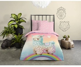 Lenjerie de pat pentru copii roz din bumbac pentru pat de o persoană 140x200 cm Chico – Good Morning