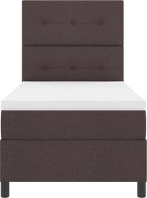 vidaXL Pat cu arcuri cu saltea cu led Maro închis 80 x 200 cm țesătură