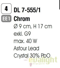 Plafoniera eleganta cristal Asfour Rita DL 7-555/1 chrom OR