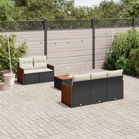 3259865 vidaXL Set mobilier de grădină cu perne, 6 piese, negru, poliratan