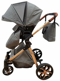 Carucior 3 in 1 cu landou, scoica si geanta, 0-36 luni, Gri - CPC-11-gri