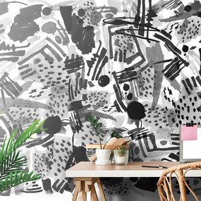 Tapet abstracție pop art în alb-negru