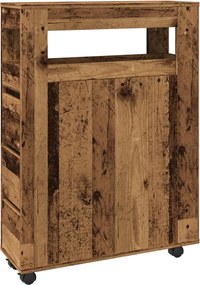 vidaXL Dulap de baie îngust cu roți, lemn vechi, lemn prelucrat