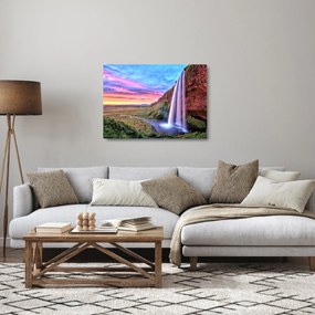 Tablou pe sticlă - Cascada Seljalandsfoss (70x50 cm)
