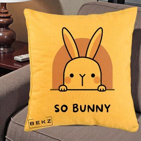 Perna Decorativa So Bunny Kawaii, 40x40 cm, Galben, Husa Detasabila, Perna Inclusa, BEKZ®
