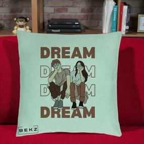 Perna Decorativa Dream Couple Aesthetic, 40x40 cm, Verde Menta, Husa Detasabila, Perna Inclusa, BEKZ®