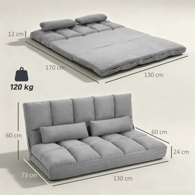 HOMCOM Canapea De Podea Pliabila, 130x73x60 cm Gri | Aosom Romania